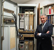 In this undated image scientist Leonard Kleinrock poses with the first Interface Message Processor